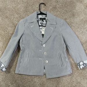 Talbots Petite Gray Striped Suit Top